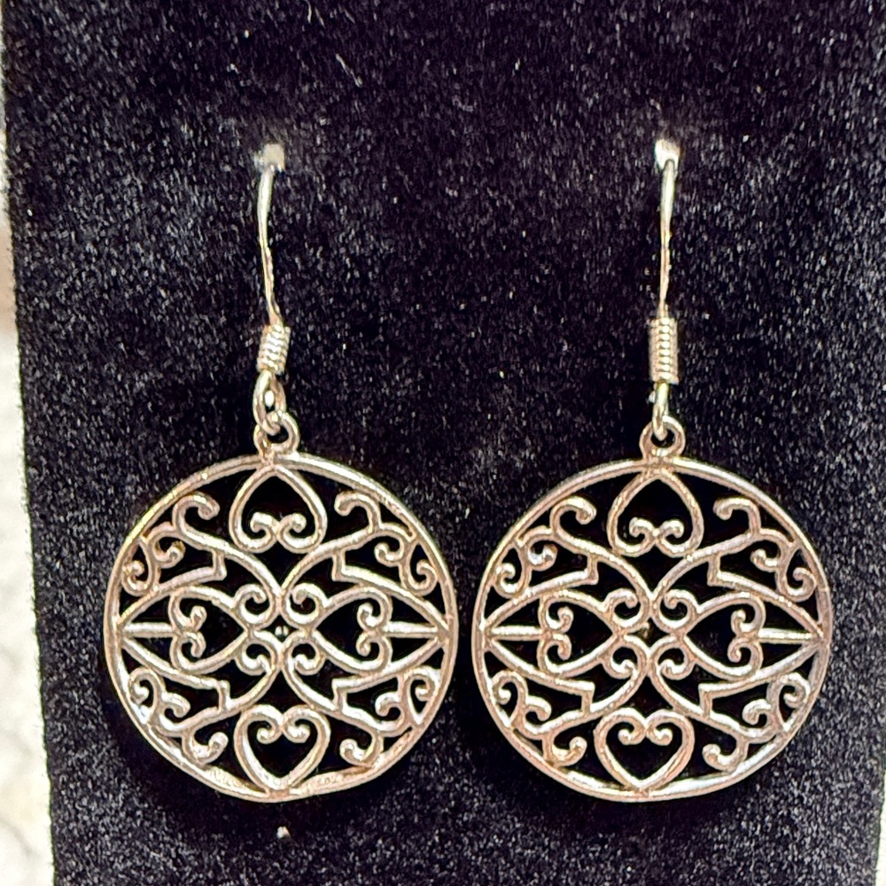 Elegant Vintage Sterling Silver Filigree Dangle Earrings